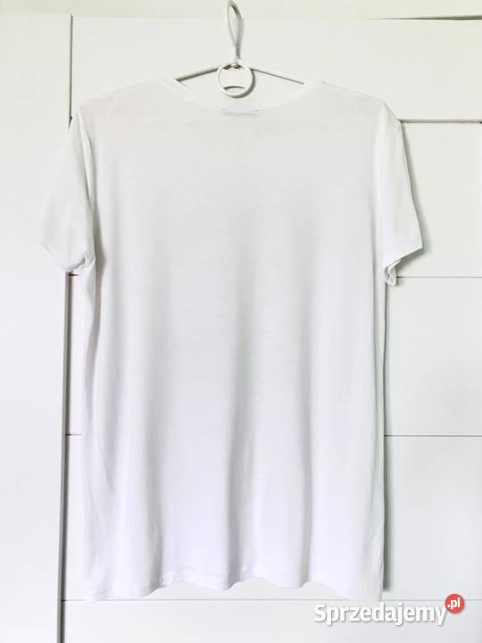 Biały tshirt bluzka Zara bawełna kieszonka Nisko
