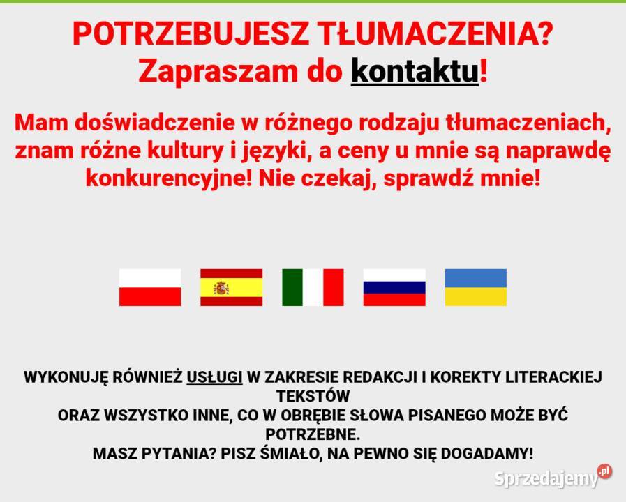Tłumaczenia redakcja copywriting ITESRUUA małopolskie Kraków tłumacz