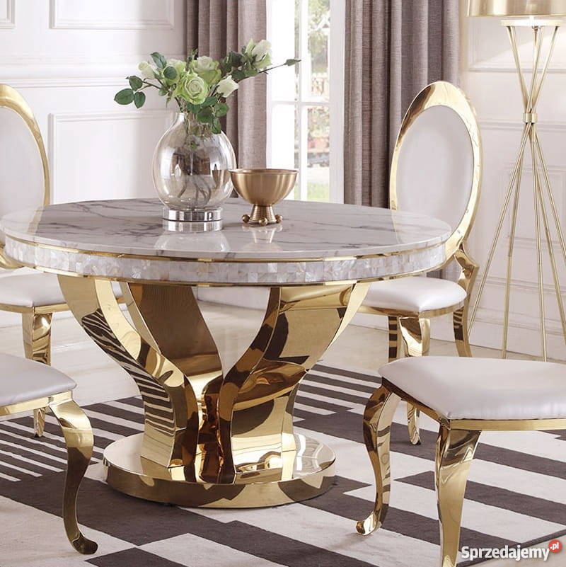 STÓŁ DAVSON GOLD 130 OKRĄGŁY BLAT SZKLANY Warszawa