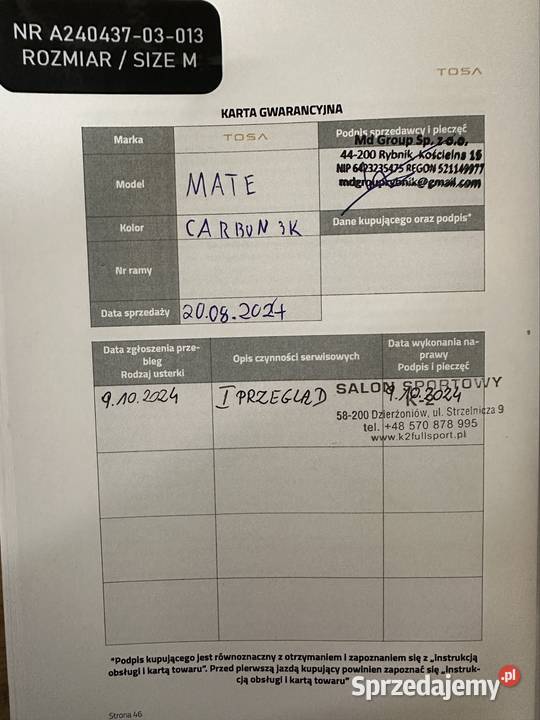 Rower elektryczny polski Tosa Mate Karbon Bafang Wrocław