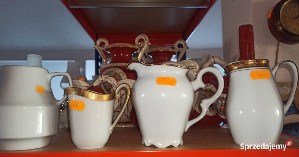Mlecznik z białej porcelany BES Złocony na Gdańsk