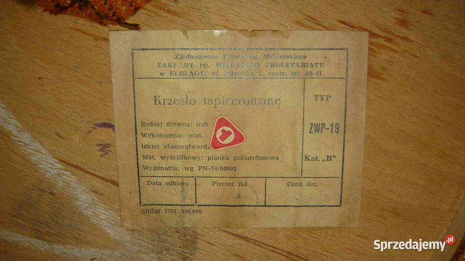 Krzesła tapicerowane z PRL typ ZWP19 Komplet 4 Sokółka