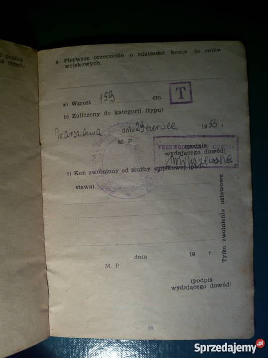 Dowód tożsamości KONIA 1949 sprzedam