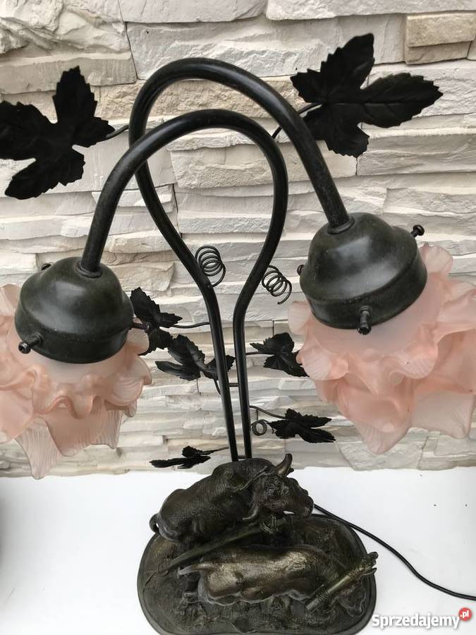 73 SYGNOWANA wielka rzeźba Lampa gabinetowa z