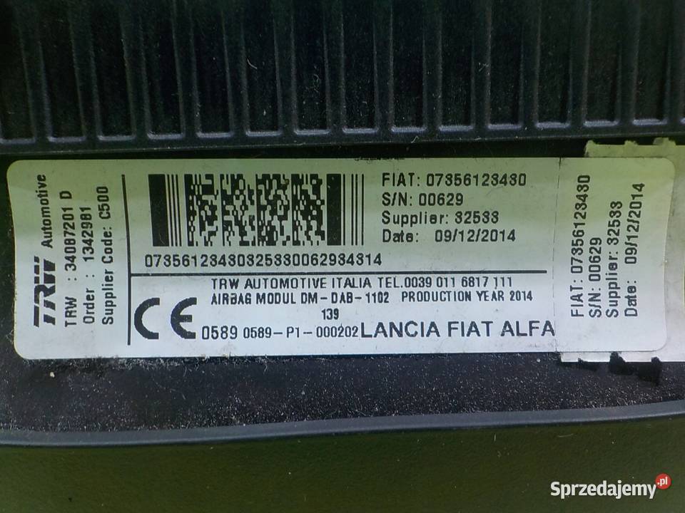 FIAT PANDA III 12 B 15r 5D AIRBAG poduszka Suków