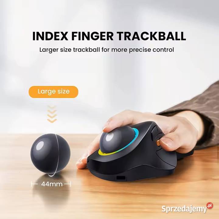 Trackball ergonomiczny bezprzewodowy 24G 2x bezprzewodowa Myślenice