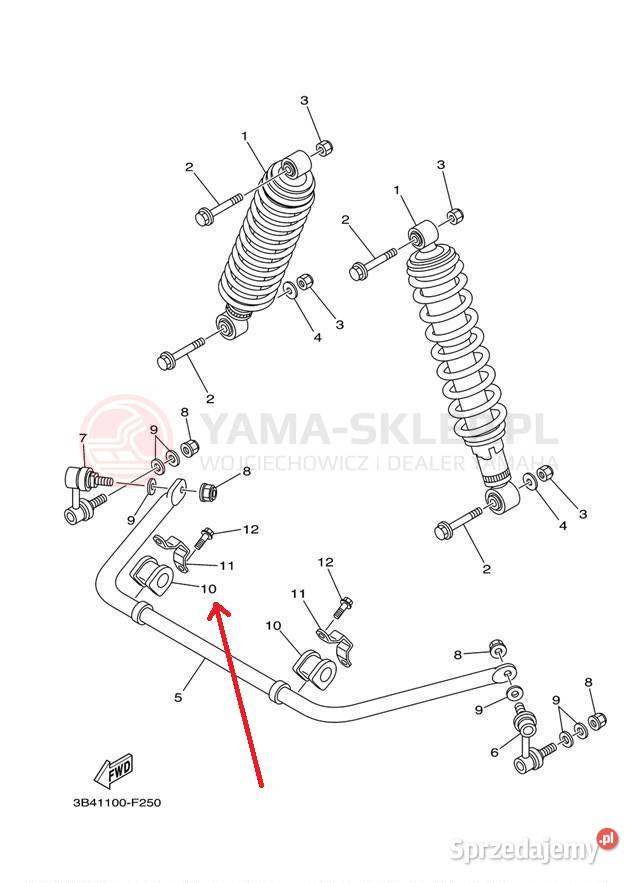 Tuleja stabilizatora Yamaha Grizzly 3B42386G00 Tuleje Kielce
