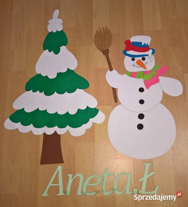 Dekoracje dwustronne okienne o tematyce zimowej Ryki sprzedam