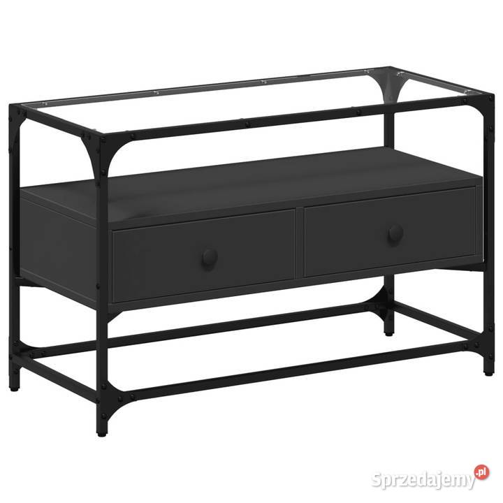 Szafka pod TV ze szklanym blatem czarna 80x35x51 Warszawa