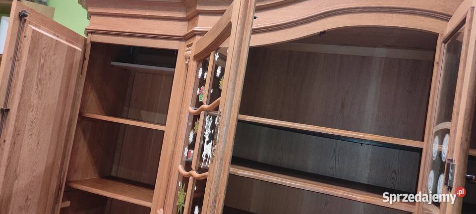 Kredens dębowy witryna dębowa biblioteka z Sypniewo