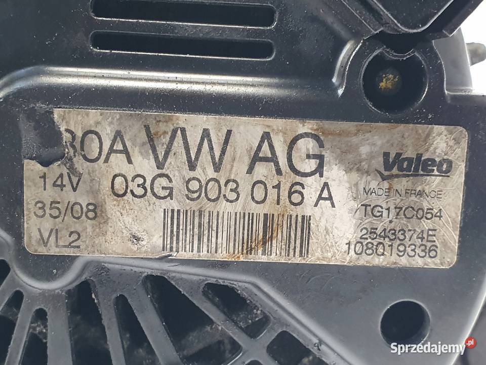 ALTERNATOR Audi A4 B7 20 TDI Valeo 03G903016A Chełm