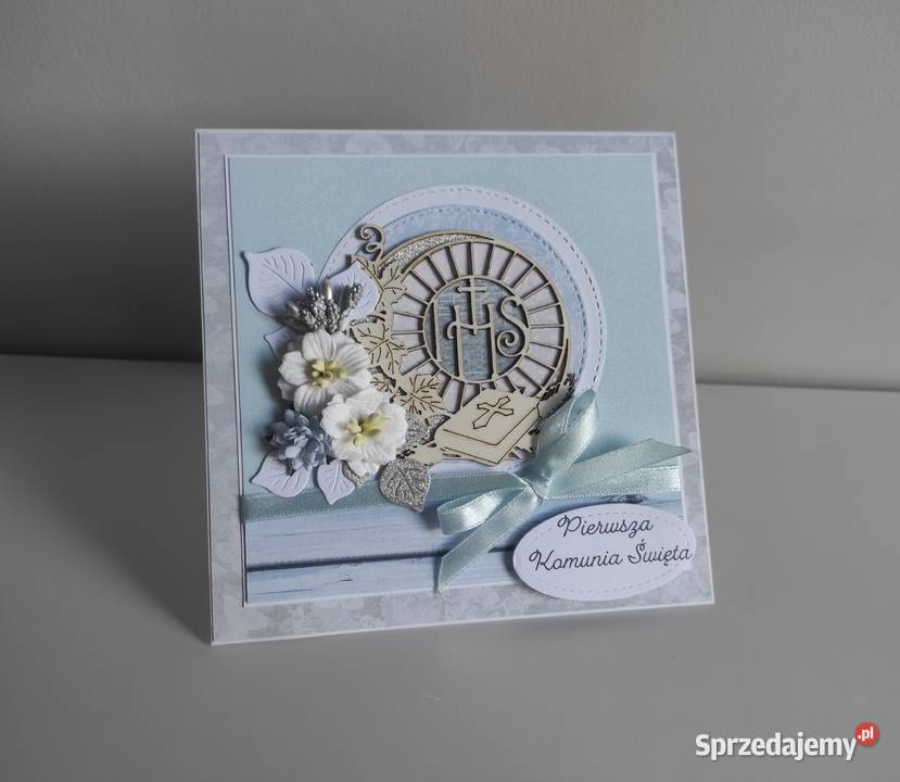 Kartka ręcznie robiona na Komunię Świętą z