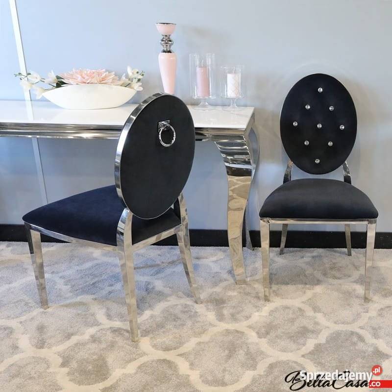 Krzesła glamour Ludwik Pikowane Złote Jadalnia Warszawa