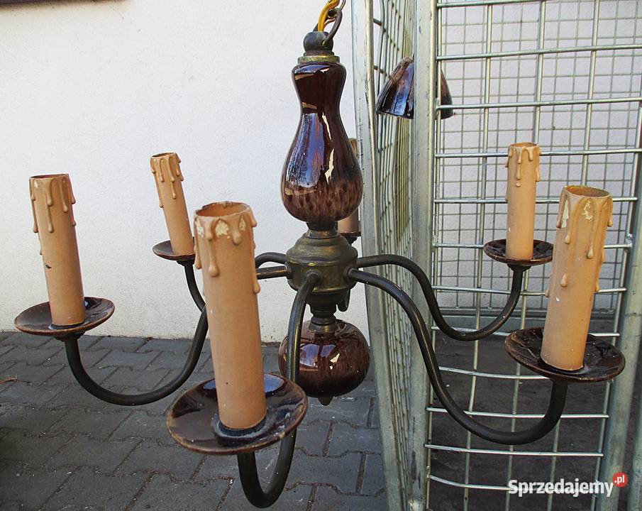 Żyrandol 6ramienny Ceramika Mirostowice PRL Nieporęt