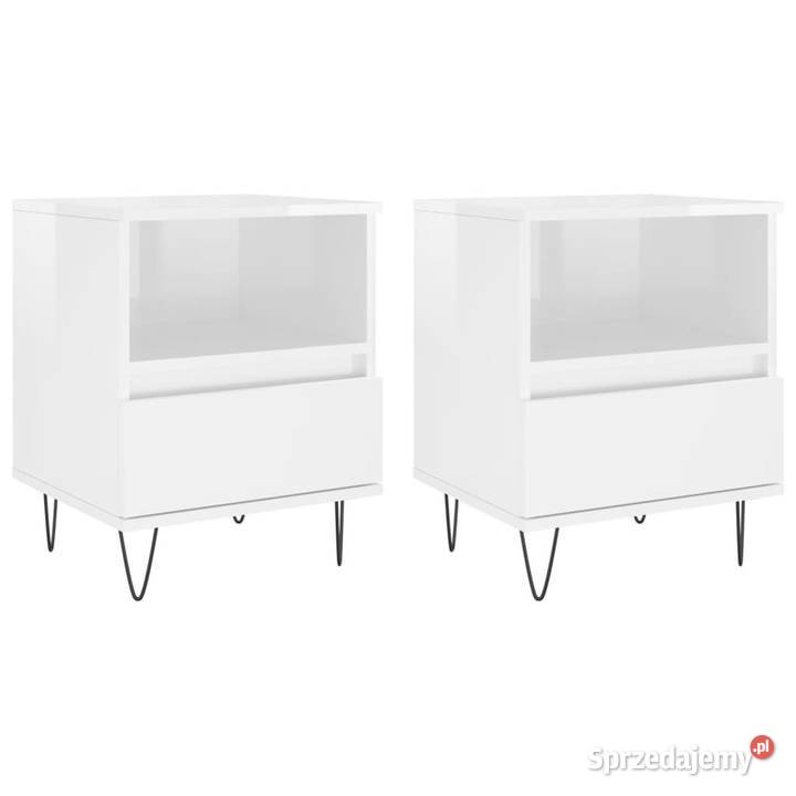 Szafki nocne 2 białe wysoki połysk 40x35x50