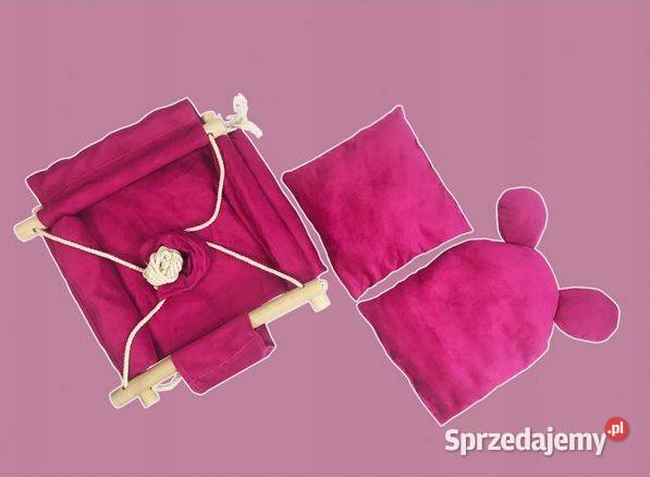 Huśtawka fotelik dzieci miękka poduszka różowa