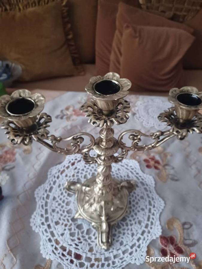 Piękny masywny mosiężny świecznik Poznań