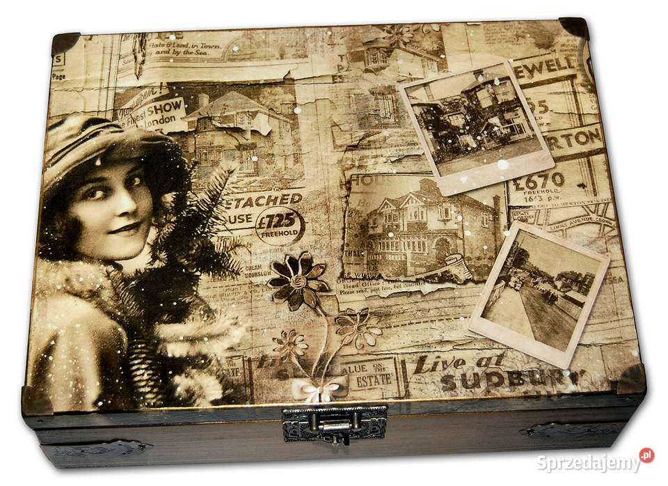 duża HERBACIARKA skrzynka na herbatę RETRO SEPIA Bydgoszcz