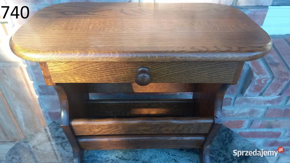 Gazetnik dębowy drewniany Stolik stojak na Gawroniec