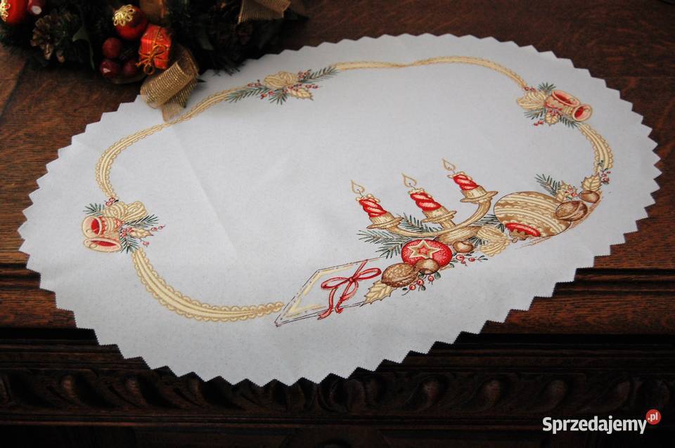 Świąteczna serwetka owalna poliester Boże Lublin