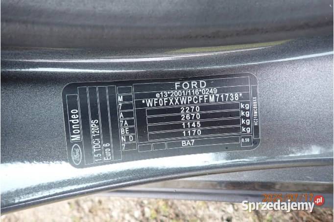 FORD MONDEO 2016 149800 ccm 120 mazowieckie Warszawa