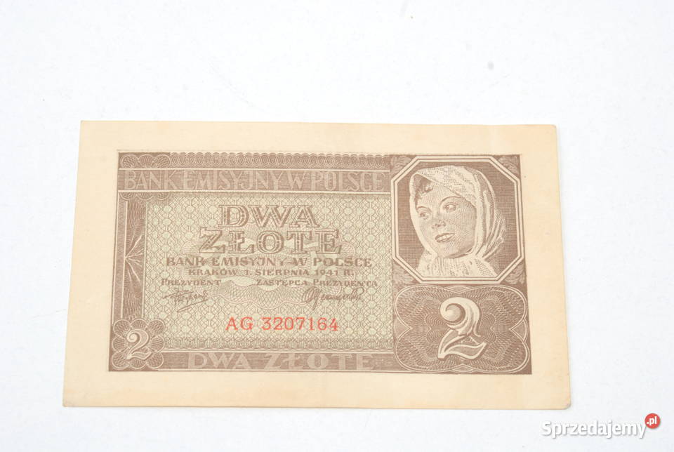 Stary banknot 2 złote seria AG 1 Sierpień 1941 śląskie Cieszyn