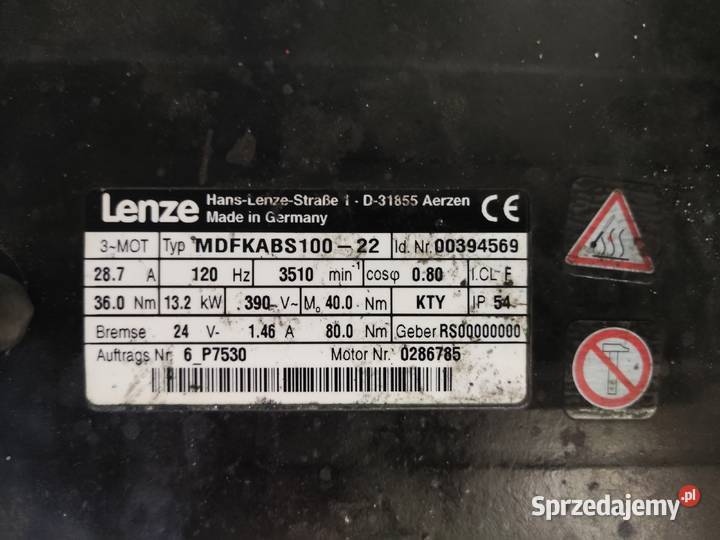 SERVO Serwomotor 132 kW z przekładnią LENZE Libusza