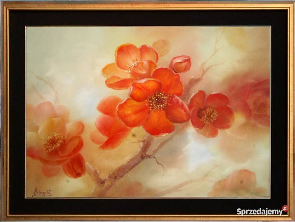 Gałązka Pigwy Impresja ręcznie malowolejny Nowy Sącz