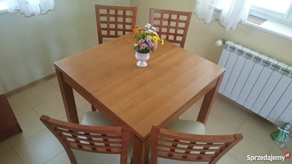 Stół kuchenny rozkładany i 6 krzeseł 77cm Turek sprzedam