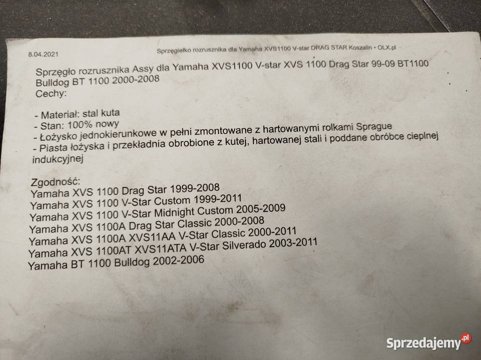 Sprzęgiełko rozrusznika bendix Yamaha xvs1100 Tarnów