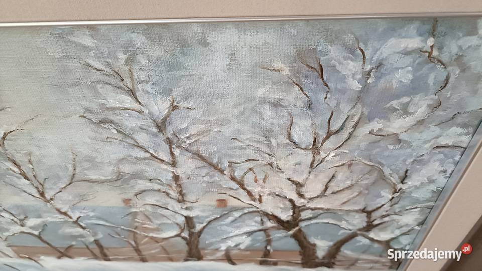 Piękny współczesny obraz Zima Warszawa