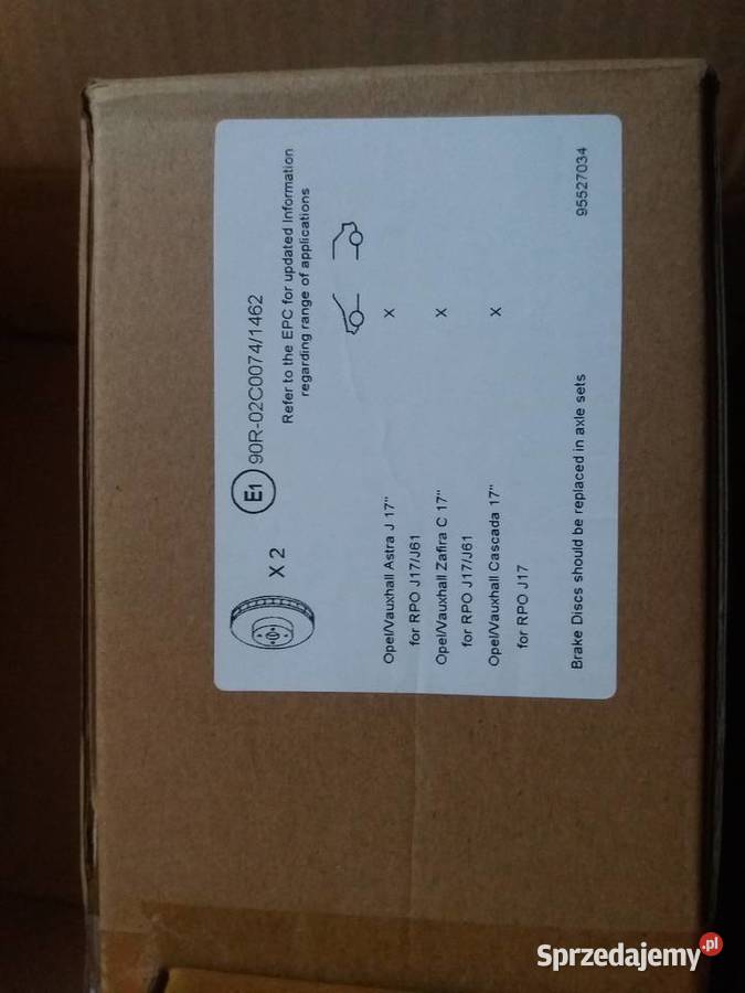 GM 1680582480 astra J 5x115 Tarcze hamulcowe osobowe Wieluń