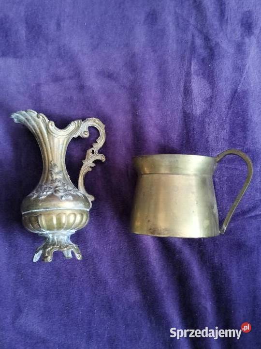 Dwa małe ozdobne dzbanki małe mosiądz metal Choszczno