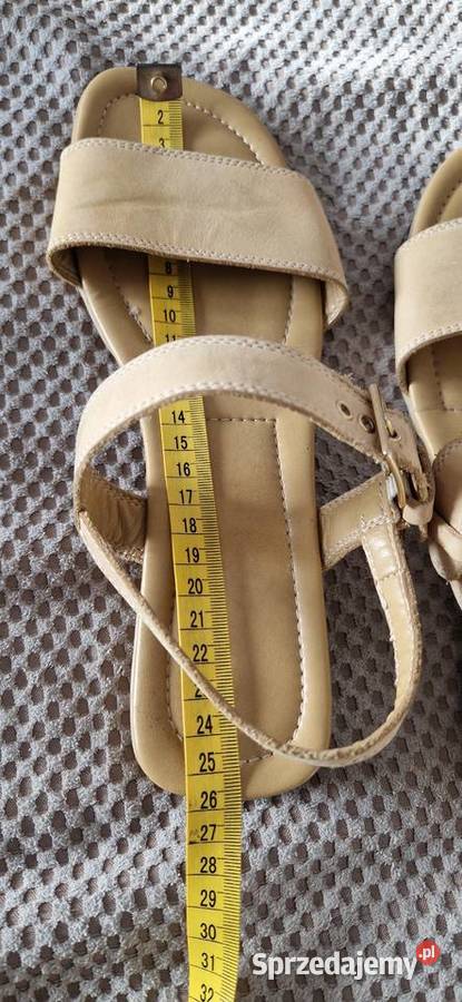 sandały skóra naturalna beżowe 39 beż 26cm Sandały i klapki małopolskie Kraków