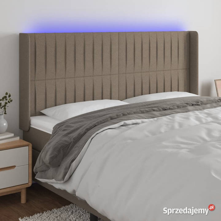 Zagłówek do łóżka z LED taupe 183x16x118128