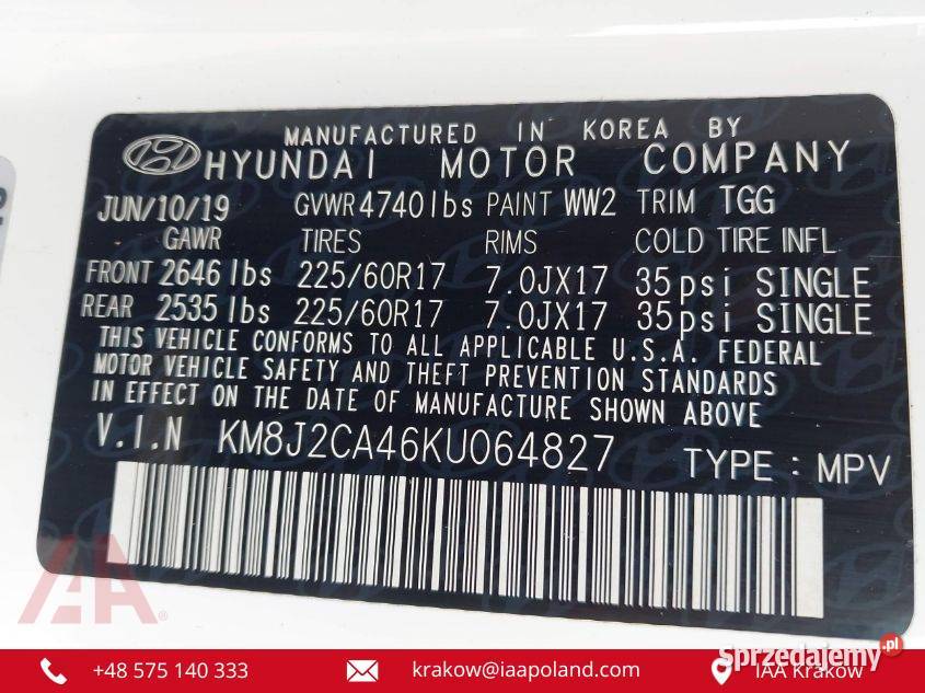 HYUNDAI TUCSON SE 2019 4x4 20L 163 Kraków