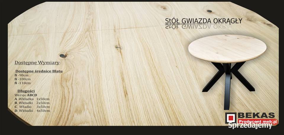 Stół Okrągły Dąb Sękaty Noga Metalowa Gwiazda Włocławek