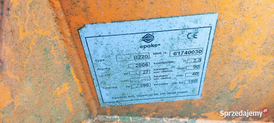 Zamiatarka szczotka hydrauliczna EPOKE B220 23m nie sprzedam