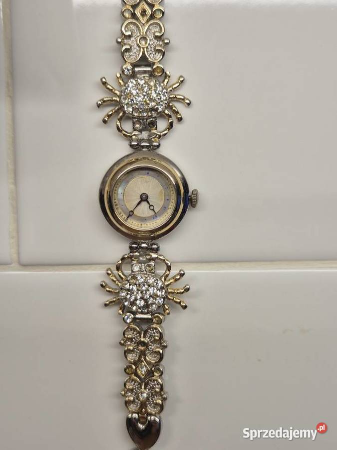 Vintage piękny biżuteryjny zegarek szwajcarski Chorzów sprzedam