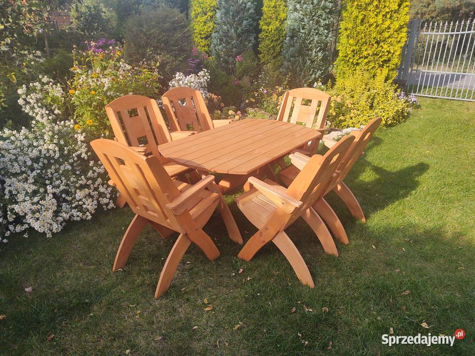 Meble ogrodowe drewniane składane meble tarasowe drewno Kalety