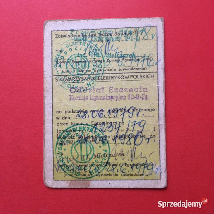 1903 Zaświadczenie Kwalifikacyjne Przeradzki Szczecin