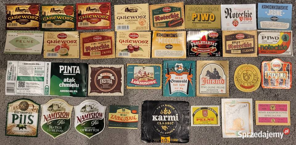 Etykiety piwne zestaw 167 etykiet polskie mazowieckie Ząbki