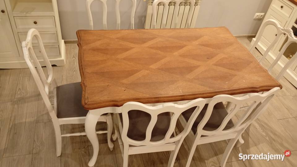 Stół z krzesłami lite drewno Leszno sprzedam