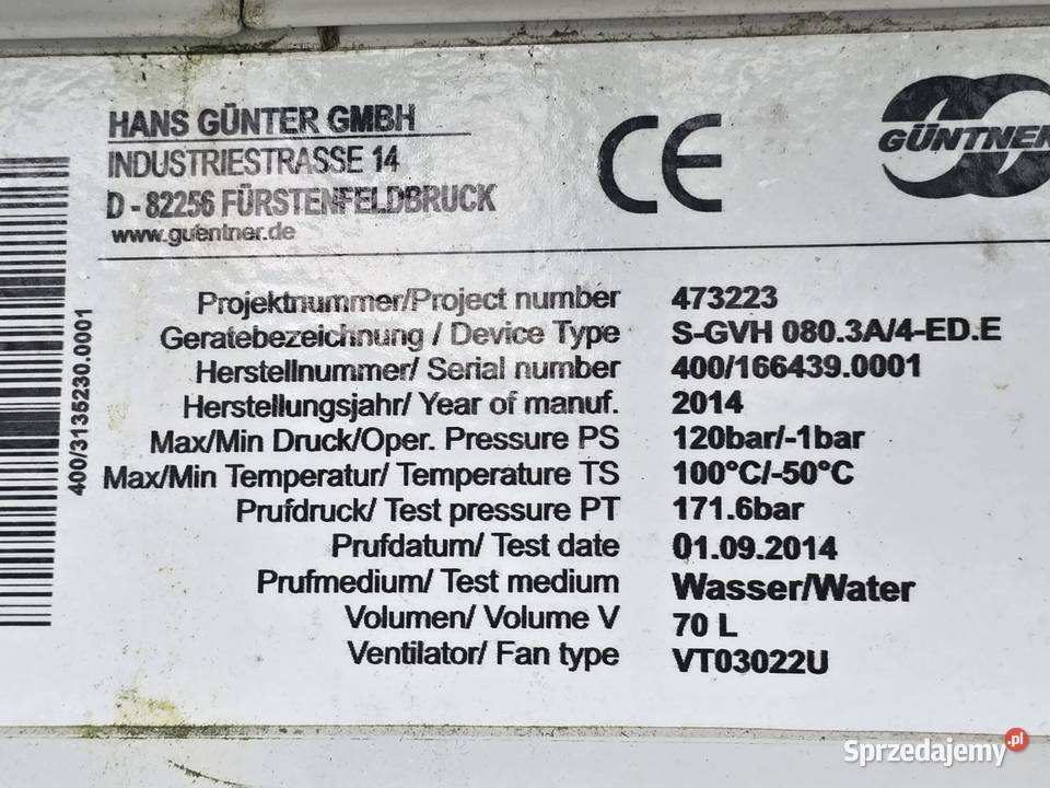 Skraplacz kondensator Guntner SGVH 0803A4EDE 141 Niedźwiedź