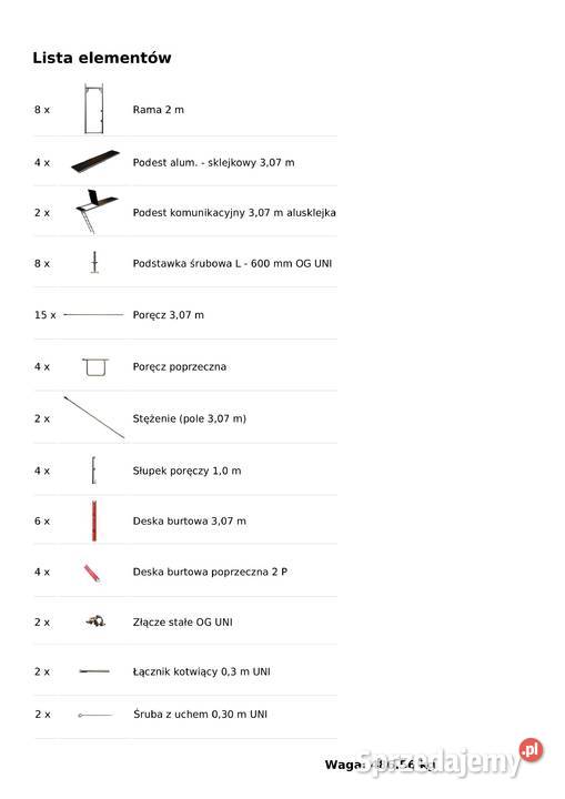 Rusztowanie elewacyjne 571 Używane 921x62 m Stare Siołkowice