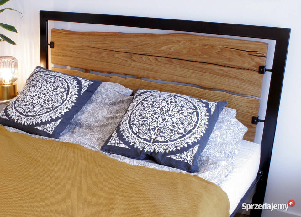 Łóżko drewno dębowe i metalowa rama ARTstyle Warszawa sprzedam