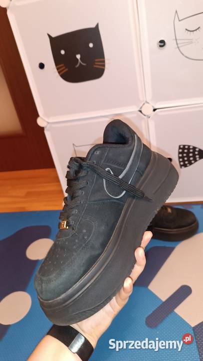 Stylowe czarne sneakersy z miękkiego zamszu 3925 skóra ekologiczna Kraków