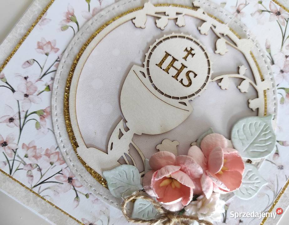 Kartka ręcznie robiona na Komunię Świętą z Łódź