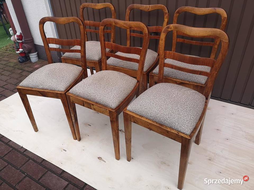 Krzesła ARTDECO Stare Antyk Komplet 6 Sztuk Swarzędz