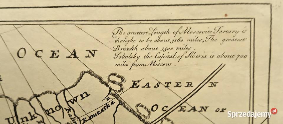 Starodruk Carska Rosja Syberia Mapa 1732 r wielkopolskie Poznań